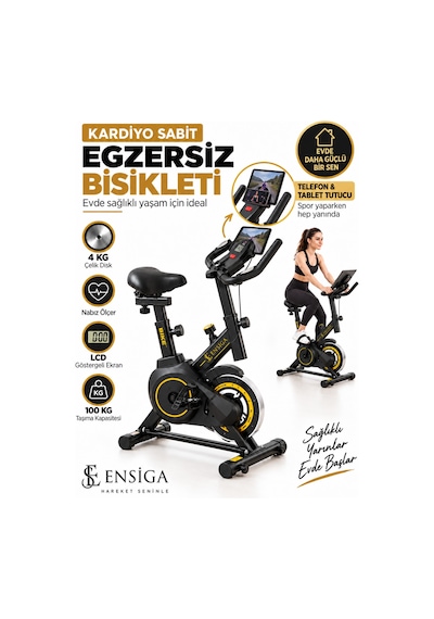 Busıness Nabız Ölçerli Ekranlı Kardiyo Egzersiz Yağ Yakma Kas Kondisyon Bisikleti Ev Tipi Telefon Tablet Tutuculu 4kg Çelik Disk