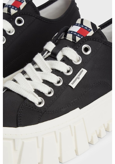 Tommy Jeans Zebra Desenli Platform Sneaker Ayakkabı Kadın Ayakkabı En0en03070 Bds Siyah
