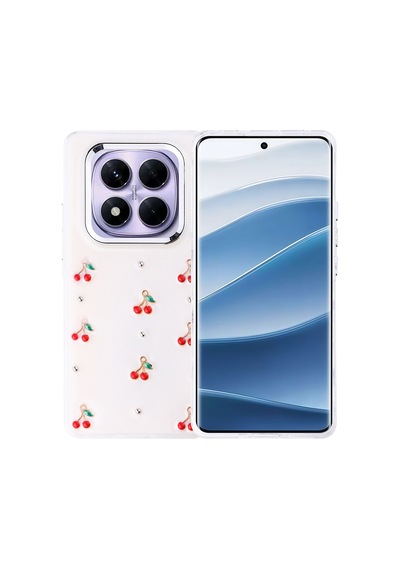 Kilifone - Redmi Note 14 Pro Plus Uyumlu Kılıf Airbag Tasarımlı Simli Şeffaf Kutup Kapak - Kiraz - T37080