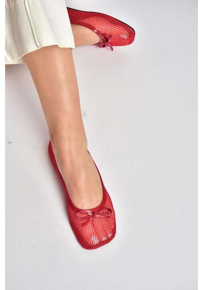 Fox Shoes Y274623315 Kırmızı File Kadın Babet