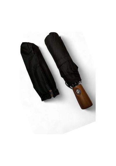 Baginn 10 Telli Tam Otomatik Şemsiye Ahşap Saplı 33 Cm Boy 105 Cm Çap Rainwalker Siyah Renk 001