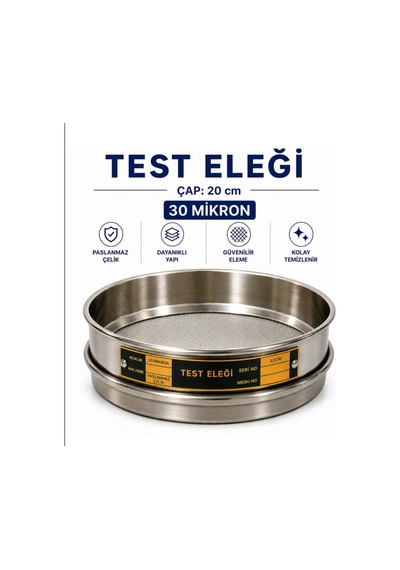 Test Eleği - Çap: 20 Cm 30 Mikron Paslanmaz Çelik