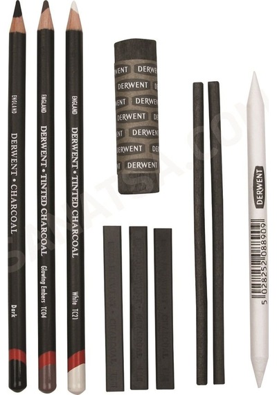 Derwent Charcoal Füzen Set 10'lu Şeffaf