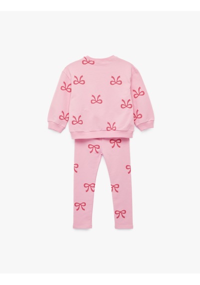 Koton Uzun Kollu Bisiklet Yaka Pamuklu Fiyonk Baskılı Sweatshirt Ve Tayt Seti - 2'li Takım Pembe Desenli 6smg10103ak Pembe Koton Uzun Kollu Bisiklet Yaka Pamuklu Fiyonk Baskılı Sweatshirt Ve Tayt Seti - 2'li Takım Pembe Desenli 6smg10103ak Pembe
