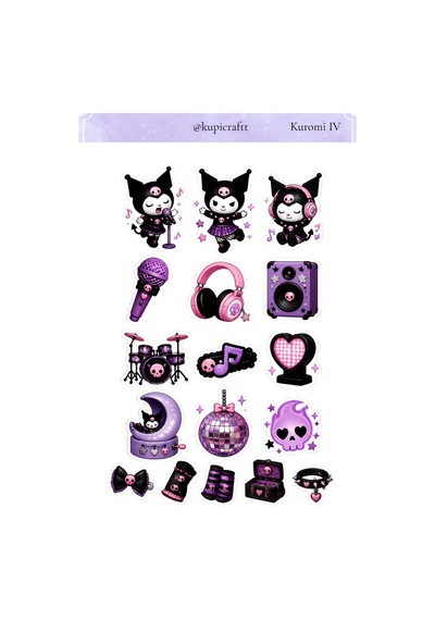 5 Sayfa Kuromi Sticker Seti- Kuromi Sticker 0