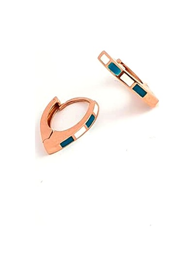 Mine Işçiliği Gümüş Rose Üçgen Halka Küpe 1 Cm Çap