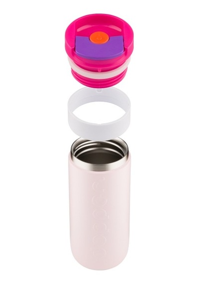 Dopper Travel Mug Yalıtımlı Termos Bardak 400 Ml - Çilek Pembesi Açık Pembe / Beyaz