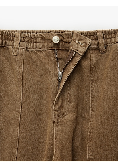 Koton Normal Bel Pamuklu Rahat Kalıp Cepli Baggy Jean Pantolon Kahverengi 7wam40285nd Kahve