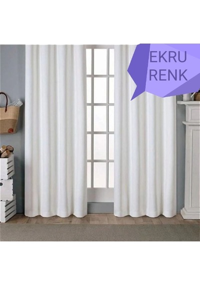 Ekru Renk Güneşlik Perde Saten Güneşlik Özel Dikim En & Boy Bol Seçenek Beyaz