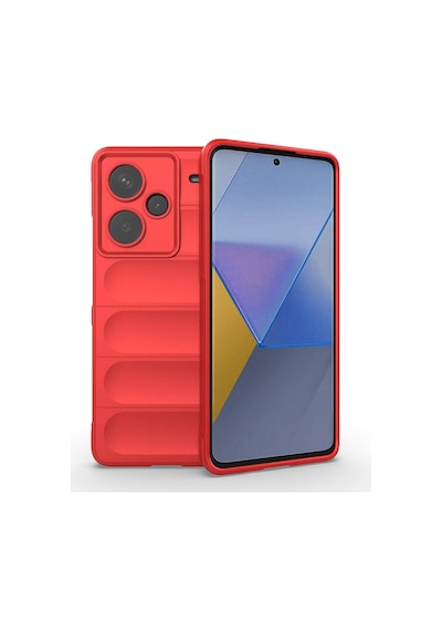 Xiaomi Redmi Note 13 Pro Plus 5g Kılıf Kamera Korumalı Esnek Silikon Parmak Şeritli Pazarplus Kırmızı