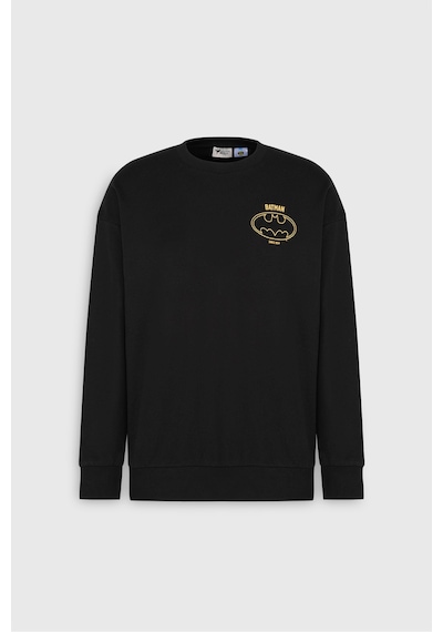 AC&Co / Altınyıldız Classics Erkek Sıyah Batman Lisanslı 3 İplik Loose Fit Bol Kesim Pamuklu Bisiklet Yaka  Sweatshirt Siyah