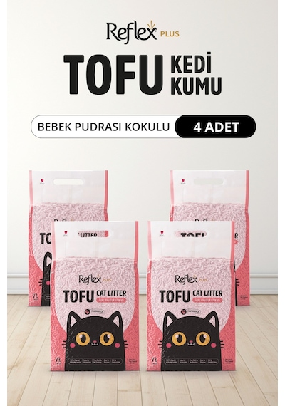 Reflex Plus Bebek Pudrası Kokulu Tofu Kedi Kumu 7l X 4 Adet