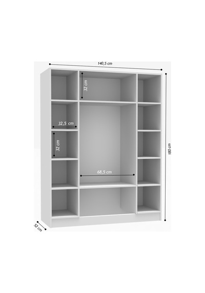 4 Kapak 2 Çekmece Gardırop Mdf Kapak Ceviz - Beyaz