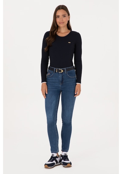 U.S. Polo Assn. Kadın Koyu Mavi Skinny High Waist Fit Jean Pantolon 50317616-DN0023