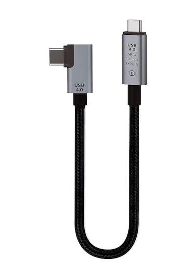 40gbps 240w 4.0 Thunderbolt L Shape Type-c To Type-c Şarj, Data Ve 8k 60hz Data Transfer Kablosu Tip C 30 Cm - Pd240w
