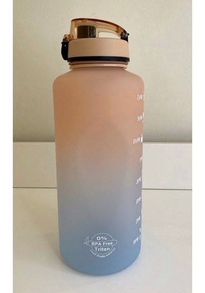 Shop-Set 2000 Ml Tritan Motivasyonlu Su Matarası Süzgeçli Somon Açık Mavi