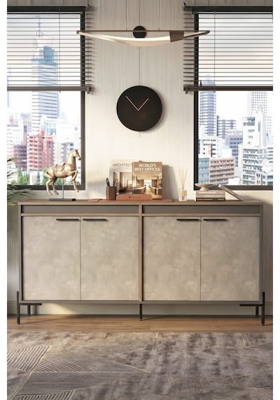 Yurudesign Vista E Ofis Konsol Klasör Dolabı Metal Ayaklı Kahve-B
