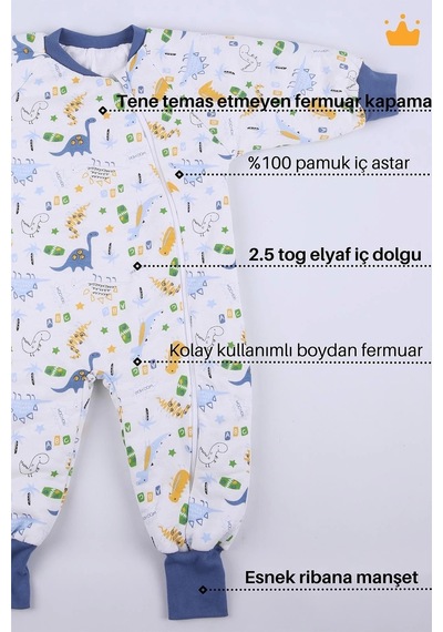 Babyhola 2-9 Yaş Kalın Elyaf Dolgulu 2.5 Tog Premium Kalite Çocuk Uyku Tulumu 23504 Gri