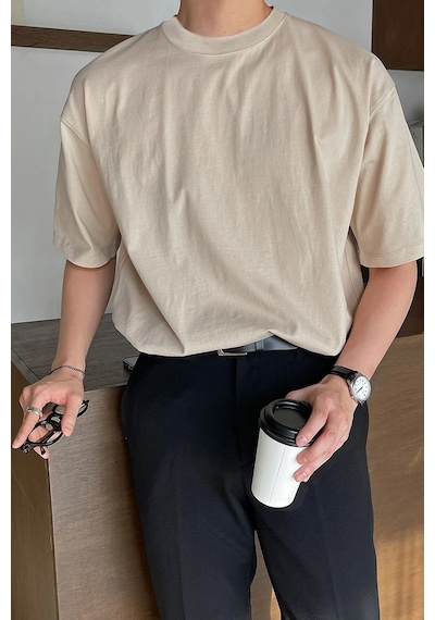 Genius Store Erkek Oversize Tişört Pamuk Kumaş Bisiklet Yaka Rahat Kalıp T-shirt Bej Genius Store Erkek Oversize Tişört Pamuk Kumaş Bisiklet Yaka Rahat Kalıp T-shirt Bej