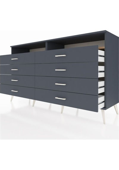 Hyperion Konsol 2 Raflı 8 Çekmeceli 176x44x99 Antrasit-çam/antrasit Antrasıt/atlas Çam - Antrasıt