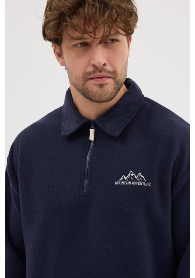 Polostate Erkek Tüylenme Yapmayan Soğuk Geçirmez Sweatshirt Lacivert Lacivert