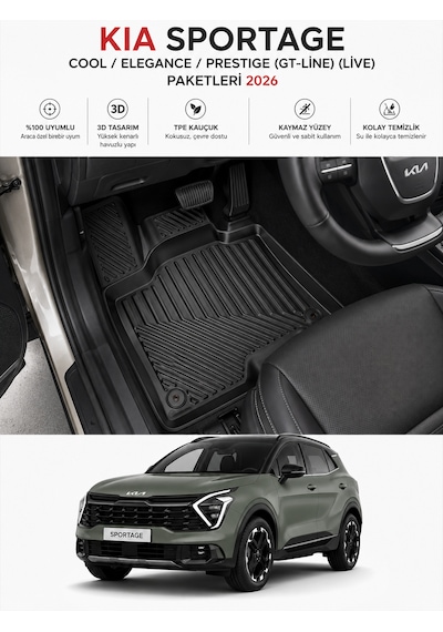 Kia Sportage 2026 Cool / Elegance / Prestige Gt-line Live Uyumlu 3d Oto Paspas Havuzlu