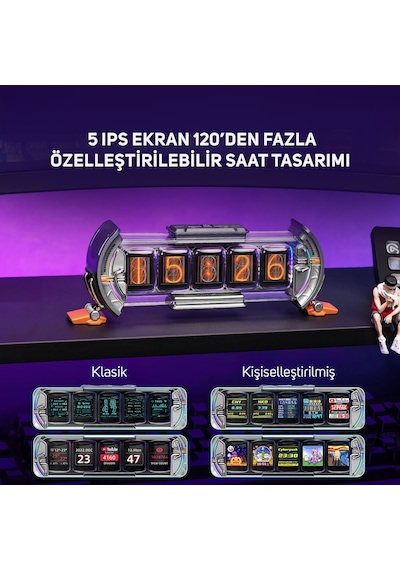 Gravastar K1 Pro Mekanik Gaming Klavye, M1 Pro Kablosuz Optik Mouse Ve Dijital Resim Çerçevesi Oyunc