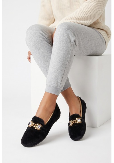 N Moda Panduf Gold Zincir Taşlı Aksesuarlı Kışlık Sıcak Tutan Yumuşak Tabanlı Kapalı Panduf Siyah N Moda Panduf Gold Zincir Taşlı Aksesuarlı Kışlık Sıcak Tutan Yumuşak Tabanlı Kapalı Panduf Siyah
