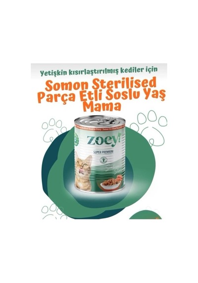 Zoey Somon Sterilised Kısırlaştırılmış Yetişkin Kedi Konserve Maması 12 x 400 G