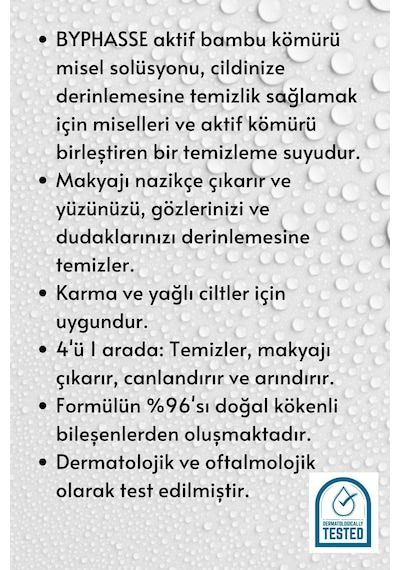 Byphasse Micellar Yüz Ve Makyaj Temizleyici Aktif Kömür Misel Su 500 ML