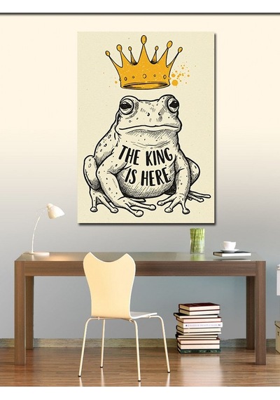 Kanvas Tablo Taçlı Kurbağa: "the King İs Here" 50cmx70cm