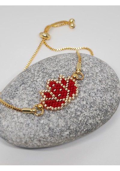 Harmel Jewelry Miyuki Kırmızı Lotus Çiçeği Şans Bilekliği Kırmızı