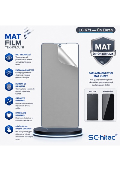 Schitec Lg K71 Uyumlu Ön Yüzey Mat Hidrojel Ekran Koruyucu
