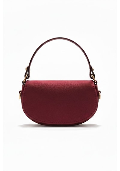 Vellebags Lunessa Bordo Omuz Çantası Gold Detaylı Yarım Ay Model