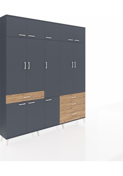Arges Dolap 8 Raflı 4 Çekmeceli 3 Askılı 220x30x243 Antrasit-antrasit/çam Antrasıt/atlas Çam Arges Dolap 8 Raflı 4 Çekmeceli 3 Askılı 220x30x243 Antrasit-antrasit/çam Antrasıt/atlas Çam