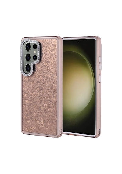 Noktaks - Galaxy S25 Ultra Uyumlu Kılıf Taşlı Tasarımlı Koruyucu Kapi Kapak - Gold - T36886