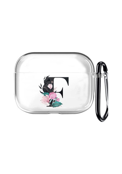 Apple Uyumlu AirPods Pro 2 Harf Tasarımlı Şeffaf Silikon Kılıf - F Şeffaf