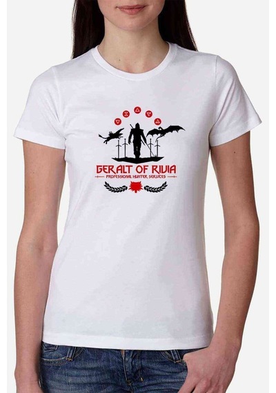 The Witcher Geralt Of Rivia Kadın Beyaz Tshirt