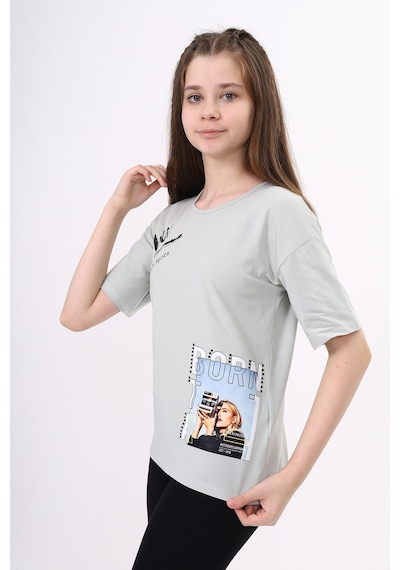 Toontoy Kids Toontoy Kız Çocuk Bornta Baskılı Tişört Yeşil