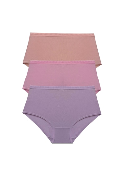 Sensu Kadın Fitilli Yüksek Bel 3'lü Külot Set - Kts4080 Pembe Pembe