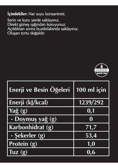 %100 Nar Ekşisi 330 Gr Cam