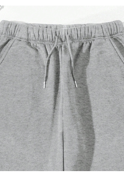 Unisex Gri 2iplik Paçası Ribanalı Jogger Eşofman Altı Griribana