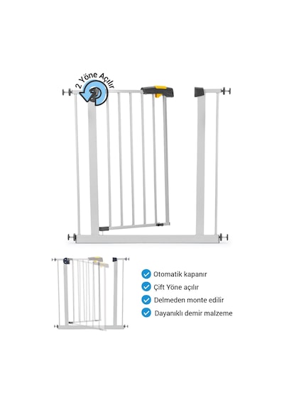 Wellgro Pro 75-80 Cm Çocuk Güvenlik Kapısı, Merdiven Kapısı Ve Korkuluk