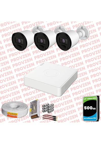 Provzen Rv Hikvision 3 Kameralı Full Hd 20mt Gece Görüşlü Güvenlik Kamerası Olay Anında Bildirim
