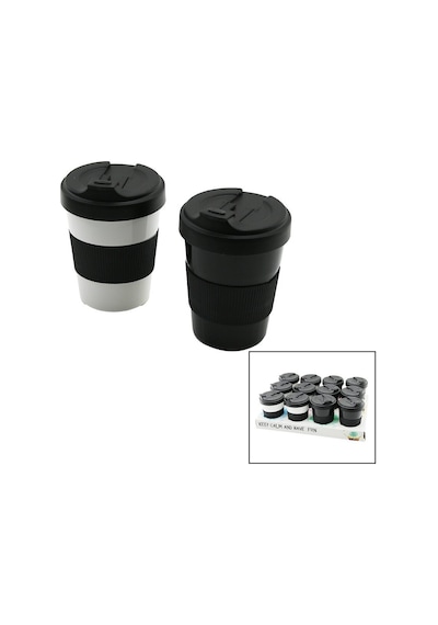Qlux L-00986 Cozy No-2 Plastik Kahve Bardağı 500 Ml - Silikon Kaplama Göbekli- 24'li Paket Diğer