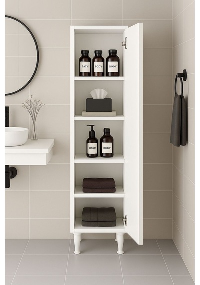 Mimoza 5 Raflı Çok Amaçlı Banyo Dolabı Beyaz Raflı Depolama Düzenleyici