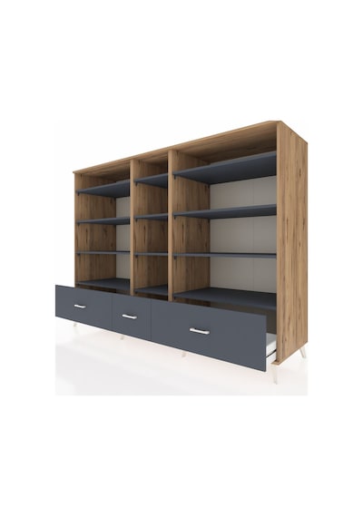 Kronos Dolap 12 Raflı 3 Çekmeceli 220x59x163 Çam-antrasit Çam-antrasit Kronos Dolap 12 Raflı 3 Çekmeceli 220x59x163 Çam-antrasit Çam-antrasit