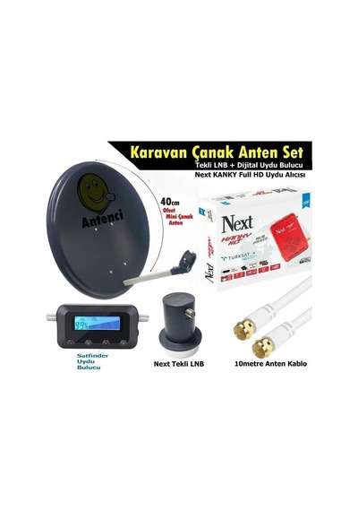 Antenci 40cm Karavan Çanak Anten Seti +next Hd Uydu Alıcısı +divisat Dijital Uydu Bulucu