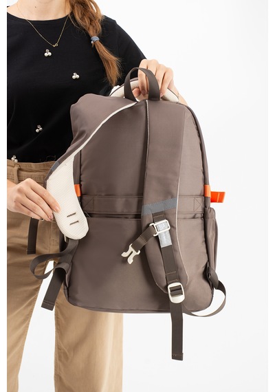 Ventis Qualty Okul Çantası Su Geçirmez Klinkır Kumaş Unisex Sırt Çantası Model 1g Vizon Beyaz