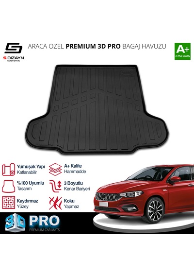 S-dizayn Fiat Egea Sedan 3d Pro Bagaj Havuzu Alt Bagaj 2015-2020 A+ Kalite